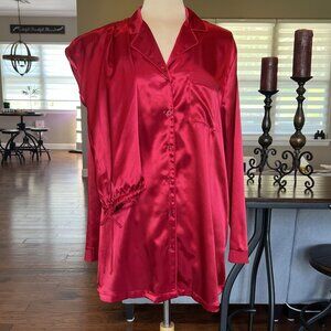 NWT Valerie Stevens Woman Pajama Set Plus Size 1X Button Front Top Pants Satin